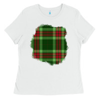 White Christmas Tartan Patch Ladies Tee - BundleAndBundleShop