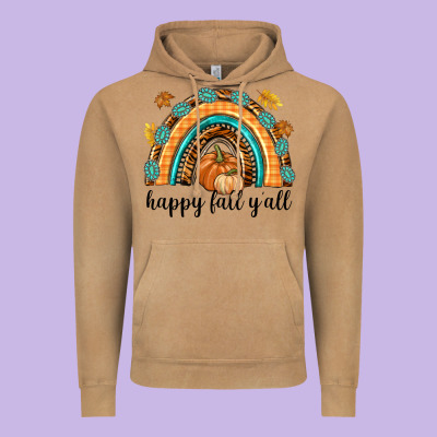 Happy Fall Y'all Vintage Hoodie Designed By Texasbilliewilder