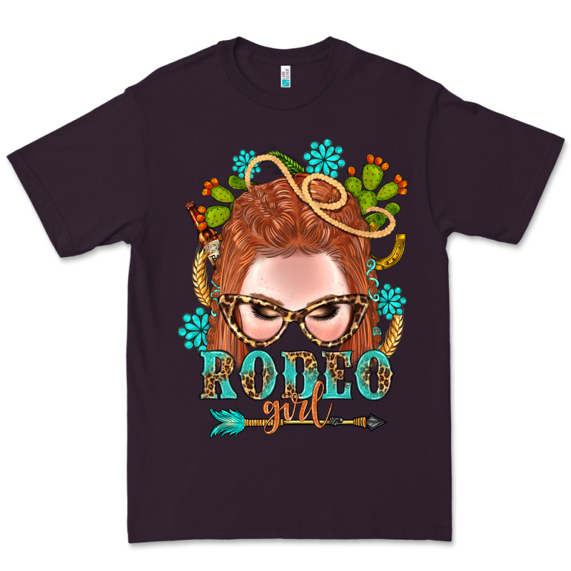 Western Rodeo Girl Braid Red Hair Premium Tee by BundleAndBundleShop | Teevron