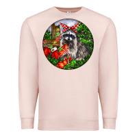 Pale Pink Christmas Raccoon Premium Sweatshirt - LillyAllenDesigns