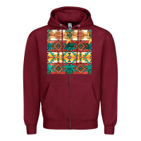 Burgundy native american aztec seamless pattern Zipper Hoodie - BundleAndBundleShop