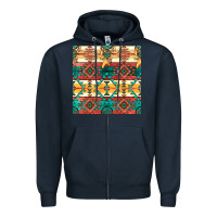 Navy native american aztec seamless pattern Zipper Hoodie - BundleAndBundleShop