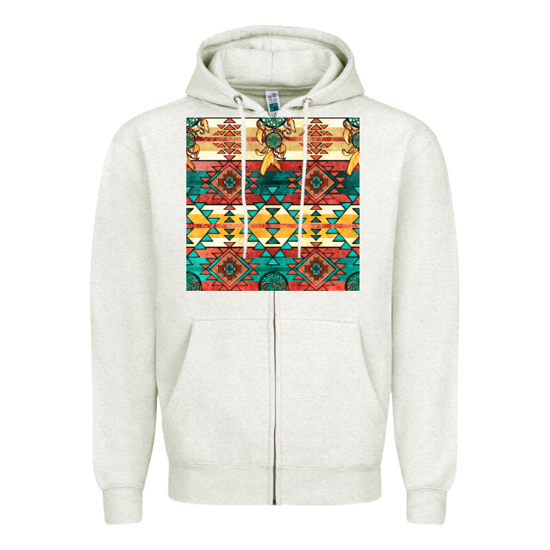 Native American Aztec Seamless Pattern Zipper Hoodie by BundleAndBundleShop | Teevron