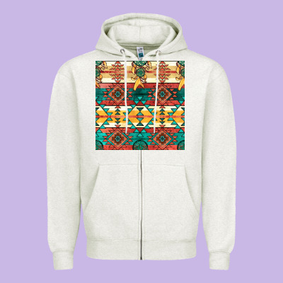Native American Aztec Seamless Pattern Zipper Hoodie Designed By Bundleandbundleshop