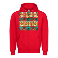Red native american aztec seamless pattern Zipper Hoodie - BundleAndBundleShop