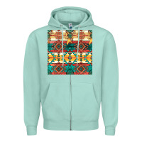 Seafoam native american aztec seamless pattern Zipper Hoodie - BundleAndBundleShop