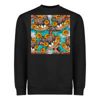 Black chicken with eggs and sunflowers seamles pattern Heavyweight Sweatshirt - FaDigitalArtStudio