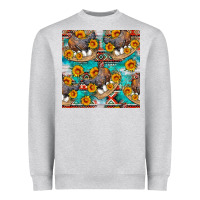 Heather Grey chicken with eggs and sunflowers seamles pattern Heavyweight Sweatshirt - FaDigitalArtStudio