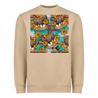Mushroom chicken with eggs and sunflowers seamles pattern Heavyweight Sweatshirt - FaDigitalArtStudio