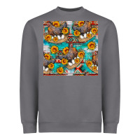 Chicken With Eggs And Sunflowers Seamles Pattern Heavyweight Sweatshirt | Teevron