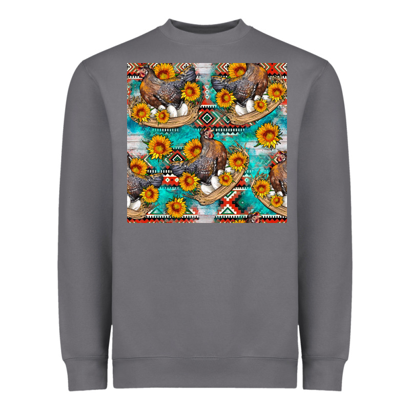 Chicken With Eggs And Sunflowers Seamles Pattern Heavyweight Sweatshirt by FaDigitalArtStudio | Teevron