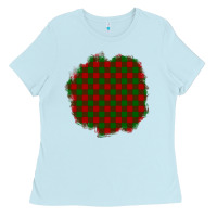 Baby Blue Christmas Tartan Patch Ladies Tee - BundleAndBundleShop