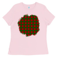 Bubblegum Pink Christmas Tartan Patch Ladies Tee - BundleAndBundleShop