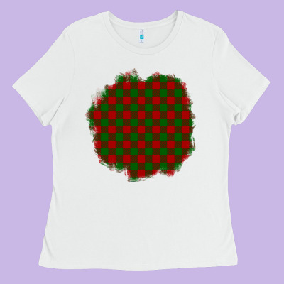 Christmas Tartan Patch Ladies Tee Designed By Bundleandbundleshop