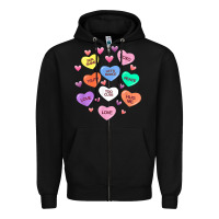 Black womens valentine candy heart valentines day vneck Zipper Hoodie - tuanDangUi