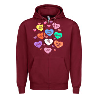 Burgundy womens valentine candy heart valentines day vneck Zipper Hoodie - tuanDangUi