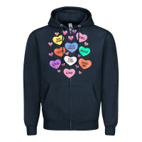 Navy womens valentine candy heart valentines day vneck Zipper Hoodie - tuanDangUi