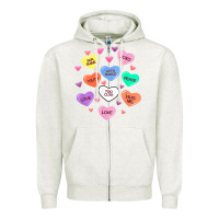 Oatmeal Heather womens valentine candy heart valentines day vneck Zipper Hoodie - tuanDangUi