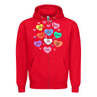 Red womens valentine candy heart valentines day vneck Zipper Hoodie - tuanDangUi