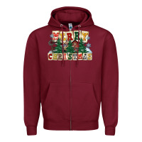 Burgundy merry christmas Zipper Hoodie - FaDigitalArtStudio
