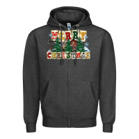 Charcoal Heather merry christmas Zipper Hoodie - FaDigitalArtStudio