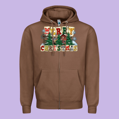Merry Christmas Zipper Hoodie Designed By Fadigitalartstudio