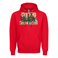 Red merry christmas Zipper Hoodie - FaDigitalArtStudio