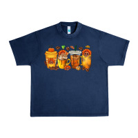Navy Thanksgiving Coffee Cups Urban Heavy Tee - texasbilliewilder