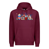 Burgundy 4th of july coffe cups Premium Hoodie - RanaPortraitStore