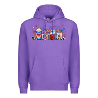 Purple 4th of july coffe cups Premium Hoodie - RanaPortraitStore