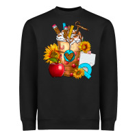 Black teacher cold drink frappe with sunflowers Heavyweight Sweatshirt - FaDigitalArtStudio