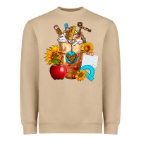 Mushroom teacher cold drink frappe with sunflowers Heavyweight Sweatshirt - FaDigitalArtStudio