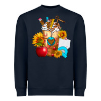 Teacher Cold Drink Frappe With Sunflowers Heavyweight Sweatshirt | Teevron