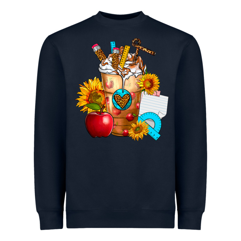 Teacher Cold Drink Frappe With Sunflowers Heavyweight Sweatshirt by FaDigitalArtStudio | Teevron