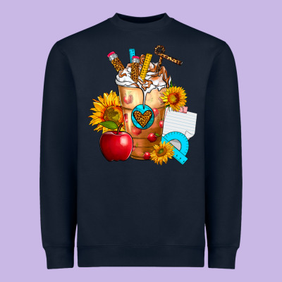 Teacher Cold Drink Frappe With Sunflowers Heavyweight Sweatshirt Designed By Fadigitalartstudio