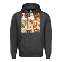 Charcoal Heather fall heifer seamless pattern Zipper Hoodie - BundleAndBundleShop