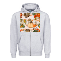 Heather Grey fall heifer seamless pattern Zipper Hoodie - BundleAndBundleShop