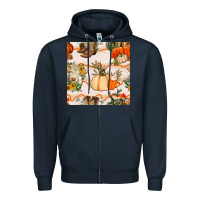 Navy fall heifer seamless pattern Zipper Hoodie - BundleAndBundleShop