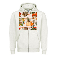 Oatmeal Heather fall heifer seamless pattern Zipper Hoodie - BundleAndBundleShop