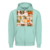 Seafoam fall heifer seamless pattern Zipper Hoodie - BundleAndBundleShop