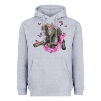 Heather Grey baby elephant with tutu Heavyweight Hoodie - LillyAllenDesigns