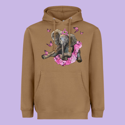 Baby Elephant With Tutu Heavyweight Hoodie Designed By Lillyallendesigns