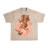 French Oak Cancer diva peach ribbon Urban Heavy Tee - NancyCooperArtShop