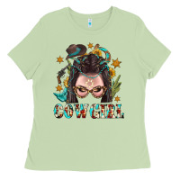 Matcha Western Cowgirl Braid Hair Ladies Tee - BundleAndBundleShop