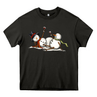 Asphalt snowman with wine Heavy Core Tee - MaliasSmallBusiness