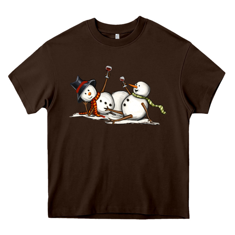 Snowman With Wine Heavy Core Tee by MaliasSmallBusiness | Teevron