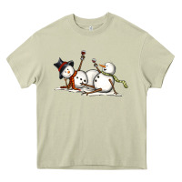 Mossy snowman with wine Heavy Core Tee - MaliasSmallBusiness