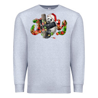 Heather Grey panda joy christmas Premium Sweatshirt - LillyAllenDesigns