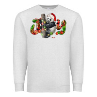 Oatmeal Heather panda joy christmas Premium Sweatshirt - LillyAllenDesigns