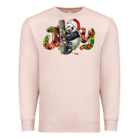 Pale Pink panda joy christmas Premium Sweatshirt - LillyAllenDesigns